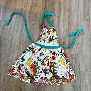 Floral Apron with Owl and Butterfly Design